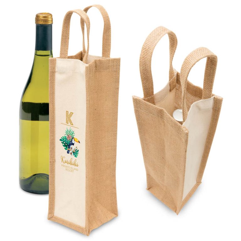 Eco Jute 1 Bottle Wine Bag-0