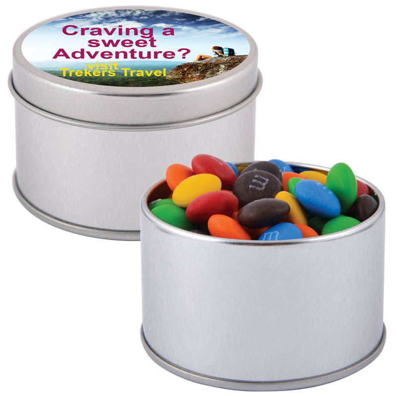 M&M’s in Silver Round Tin