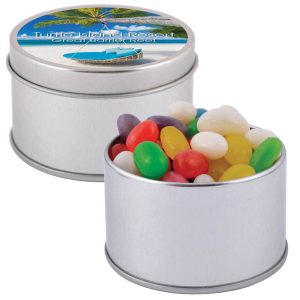 Assorted Colour Mini Jelly Beans in Silver Round Tin-0