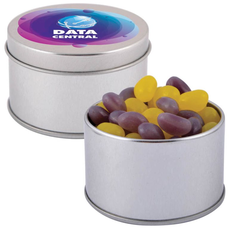 Corporate Colour Mini Jelly Beans in Silver Round Tin-0