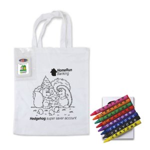 Colouring Short Handle Cotton Bag with Crayons-0