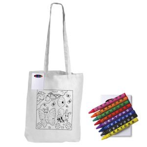 Colouring Long Handle Cotton Bag with Crayons-0