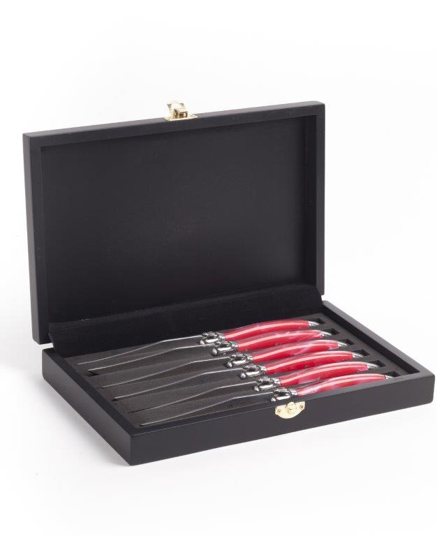 Steak in the Heart – Laguiole 6 Piece Steak Knife Set – Red